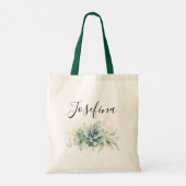 Succulents and Gold Greenery Elegant Script Name Tote Bag (Achterkant)