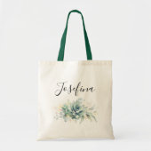 Succulents and Gold Greenery Elegant Script Name Tote Bag (Voorkant)