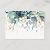 Succulents and Gold Greenery Wedding Website Visitekaartje (Achterkant)