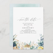 Succulents and Gold Pumpkins Herfst Save the Date Aankondiging (Voorkant / Achterkant)
