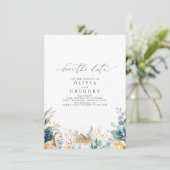 Succulents and Gold Pumpkins Herfst Save the Date Aankondiging (Staand voorkant)