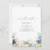 Succulents and Gold Pumpkins Herfst Save the Date Aankondiging (Voorkant)