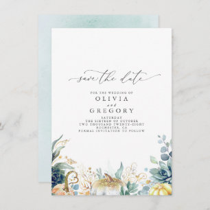 Succulents and Gold Pumpkins Herfst Save the Date Aankondiging