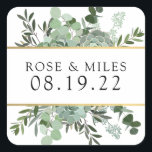 Succulents and Gold Wedding Hartelijk dank, Sticke Vierkante Sticker<br><div class="desc">Deze stickers zijn perfect om je huwelijksgunsten aan te bieden om je gasten te bedanken.</div>