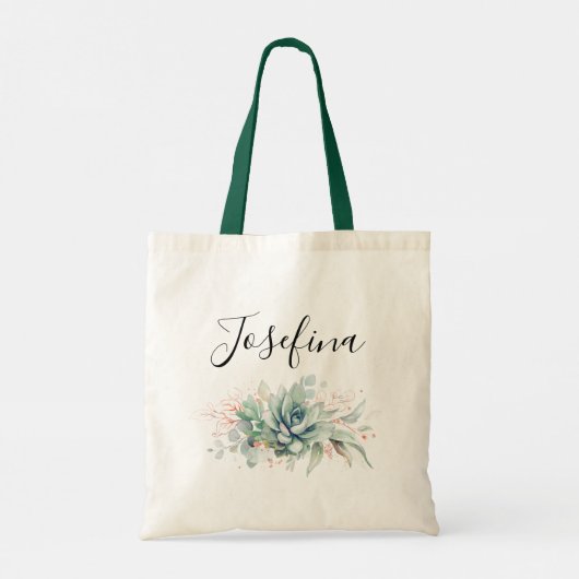 Succulents and Greenery Elegant Script Name Tote Bag (Achterkant)
