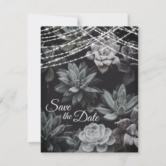 Succulents and Liights Save the Date Wedding Invit Kaart (Voorkant)