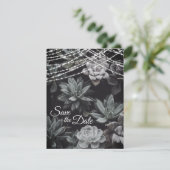 Succulents and Liights Save the Date Wedding Invit Kaart (Staand voorkant)