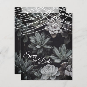 Succulents and Liights Save the Date Wedding Invit Kaart