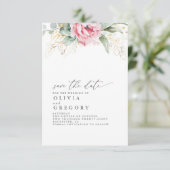 Succulents and Roze Flowers Save the Date Aankondiging (Staand voorkant)