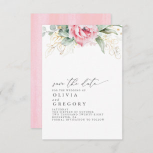 Succulents and Roze Flowers Save the Date Aankondiging