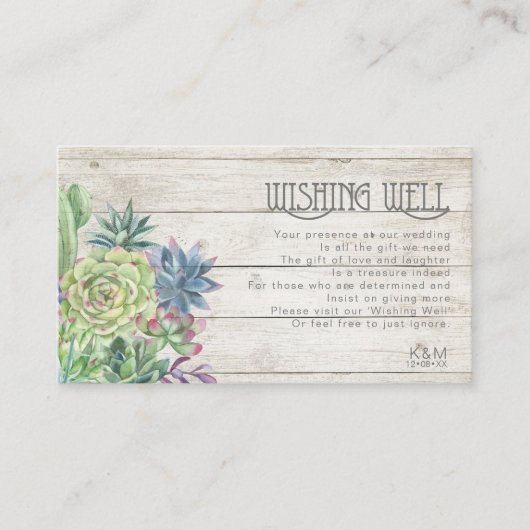 Succulents and Rustic Wishing Well V2 ID515 Informatiekaartje (Voorkant)