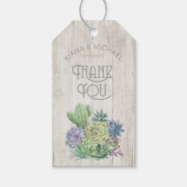 Succulents and Rustic Wood Dank je ID515 Cadeaulabel