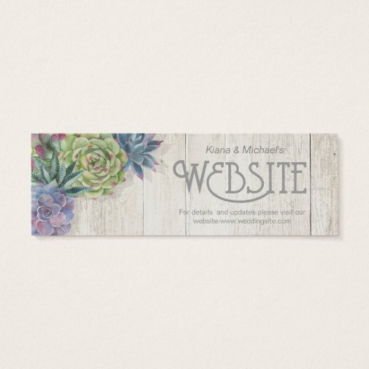 Succulents and Rustic Wood Website Insert ID515 Mini Visitekaartjes (Achterkant)