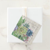 Succulents and Rustic Wood Wedding Border ID515 Bedankjes Labels (In situ)