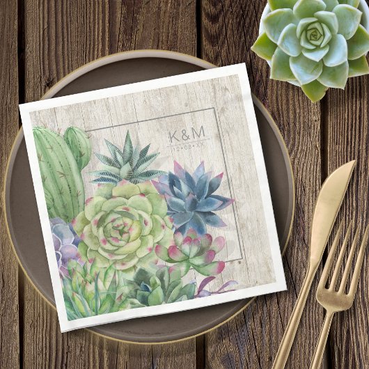 Succulents and Rustic Wood Wedding Border ID515 Servet