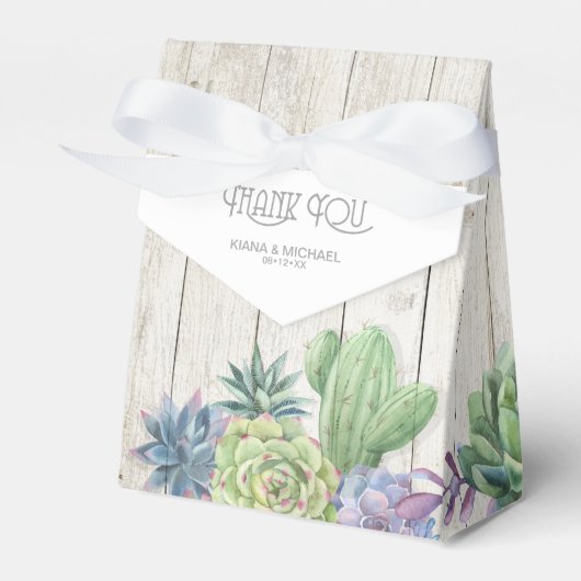 Succulents and Rustic Wood Wedding ID515 Bedankdoosjes (Voorkant Zijde)