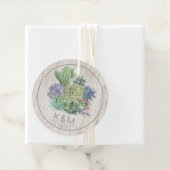 Succulents and Rustic Wood Wedding ID515 Bedankjes Labels (In situ)