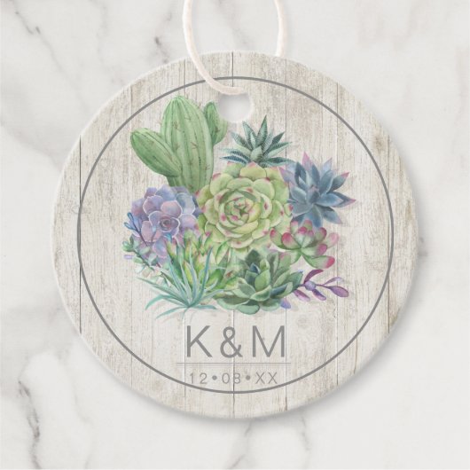 Succulents and Rustic Wood Wedding ID515 Bedankjes Labels (Voorkant)