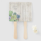 Succulents and Rustic Wood Wedding ID515 Handwaaier (Voorkant en achterkant)
