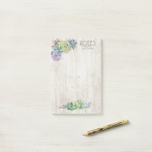 Succulents and Rustic Wood Wedding ID515 Post-it® Notes (Op bureau)