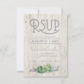 Succulents and Rustic Wood Wedding RSVP ID515 (Voorkant)