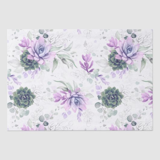 Succulents and Silver Eucalyptus Leaves Greenery Tissuepapier (Voorkant)
