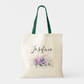Succulents and Silver Greenery Elegant Script Name Tote Bag (Achterkant)