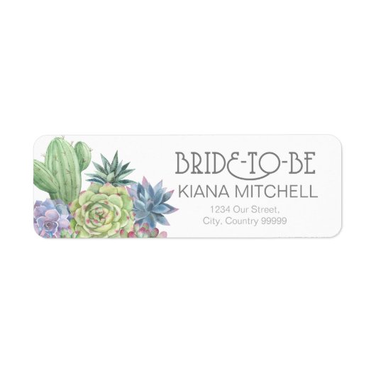 Succulents and Sparkle Bride-to-Be Wedding ID515 Etiket (Voorkant)