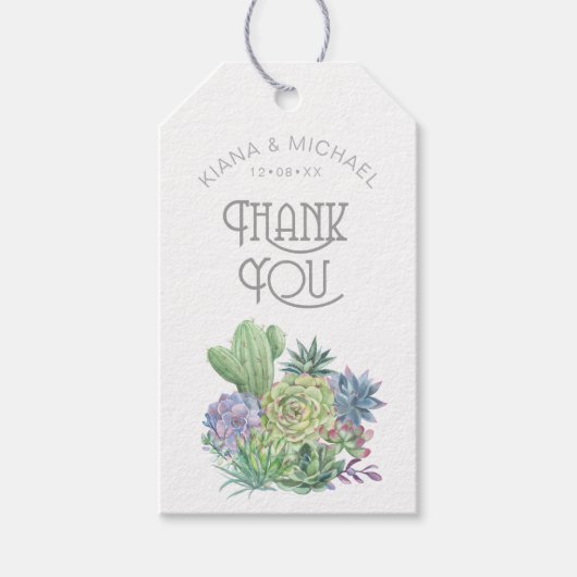 Succulents and Sparkle Dank u Groene ID515 Cadeaulabel (Voorkant)