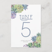 Succulents and Sparkle Table Numbers Blue ID515 Kaart (Voorkant)