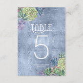 Succulents and Sparkle Table Numbers Blue ID515 Kaart (Achterkant)