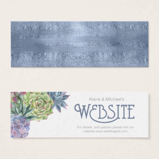 Succulents and Sparkle Website Insert Blue ID515 Mini Visitekaartjes (Voorkant /achterkant)