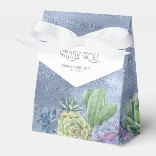 Succulents and Sparkle Wedding Blue ID515 Bedankdoosjes (Voorkant Zijde)
