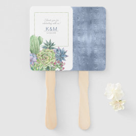 Succulents and Sparkle Wedding Blue ID515 Handwaaier