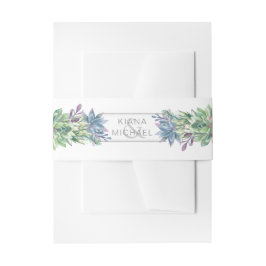 Succulents and Sparkle Wedding Border ID515 Uitnodigingen Wikkel