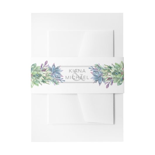 Succulents and Sparkle Wedding Border ID515 Uitnodigingen Wikkel (Voorkant Voorbeeld)