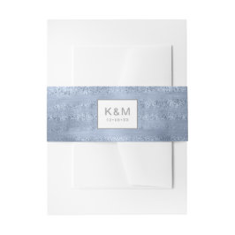 Succulents and Sparkle Wedding Dusty Blue ID515 Uitnodigingen Wikkel