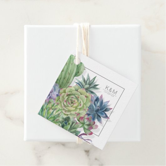 Succulents and Sparkle Wedding Green ID515 Bedankjes Labels (In situ)