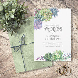 Succulents and Sparkle Wedding Green ID515 Kaart