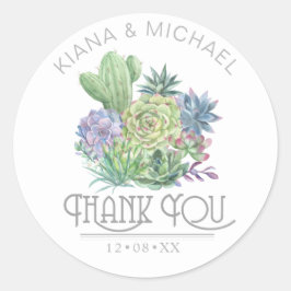 Succulents and Sparkle Wedding ID515 Ronde Sticker