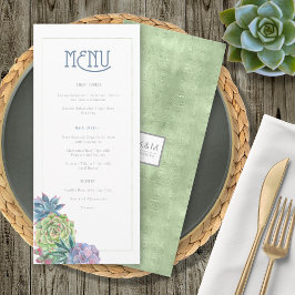 Succulents and Sparkle Wedding Menu Green ID515