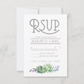 Succulents and Sparkle Wedding RSVP Green ID515 (Voorkant)