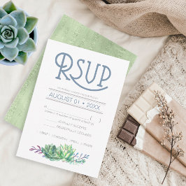 Succulents and Sparkle Wedding RSVP Green ID515 Kaartje