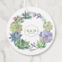 Succulents and Sparkle Wedding Wreath Blue ID515 Bedankjes Labels