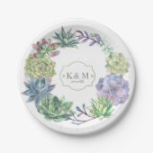 Succulents and Sparkle Wedding Wreath ID515 Papieren Bordje (Voorkant)