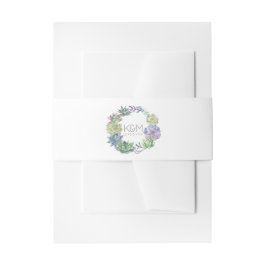 Succulents and Sparkle Wedding Wreath ID515 Uitnodigingen Wikkel