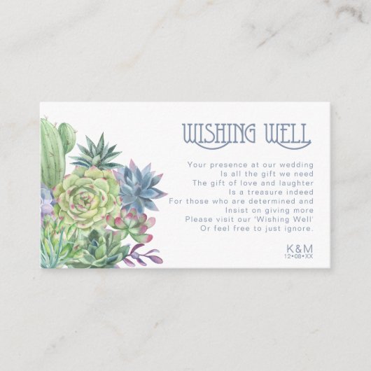 Succulents and Sparkle Wishing Well V2 Blue ID515 Informatiekaartje (Voorkant)