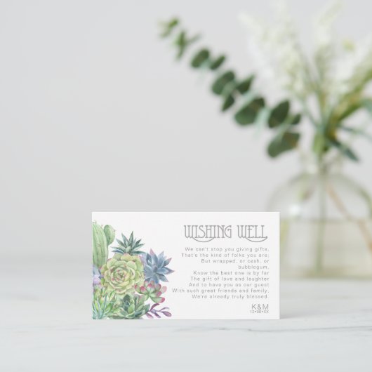 Succulents and Sparkle Wishing Well V3 Green ID515 Informatiekaartje (Staand voorkant)