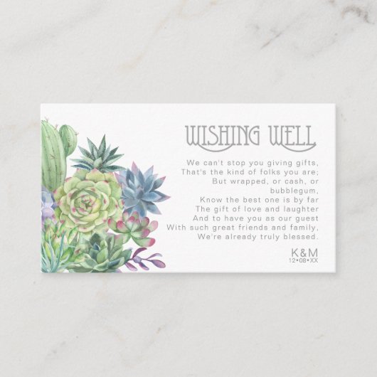 Succulents and Sparkle Wishing Well V3 Green ID515 Informatiekaartje (Voorkant)