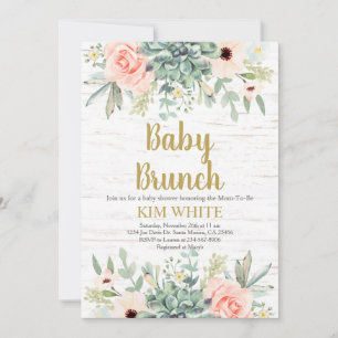 Succulents Baby Brunch-uitnodiging Kaart